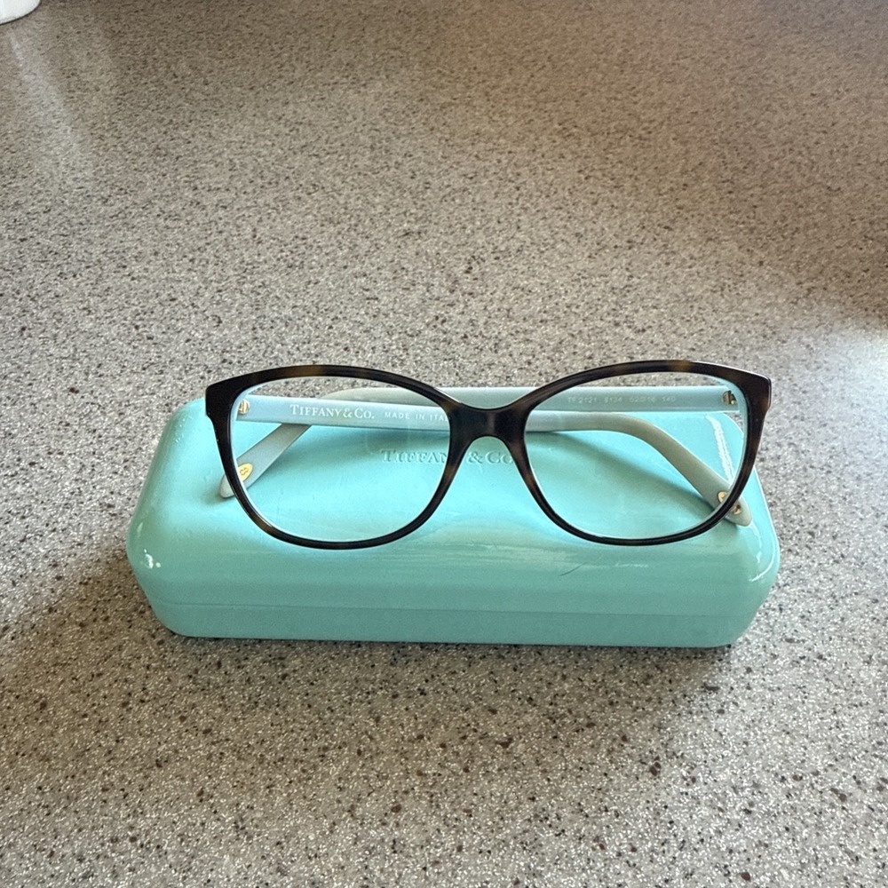 Tiffany & Co. TF 2091-B 8134 Eyeglass Blank Lenses 53-16-140 Havana Blue Italy